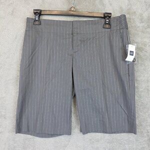 Gap Shorts Womens 1 Gray Pinstripe Hip Slung Fit Dress Bermuda Low Rise Stretch